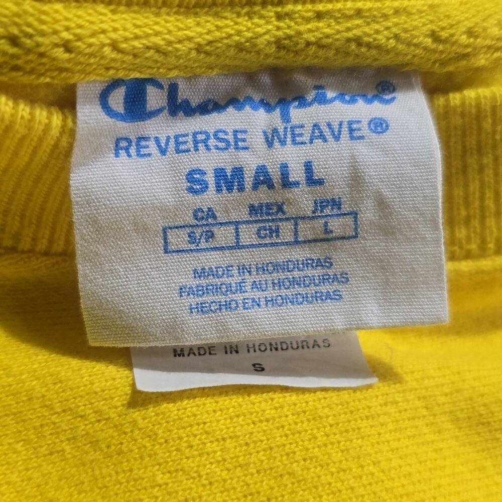 Champion Unisex Reverse Weave Retro Embroidered Logo Sweatshirt Bright Yellow S - Picture 3 of 14